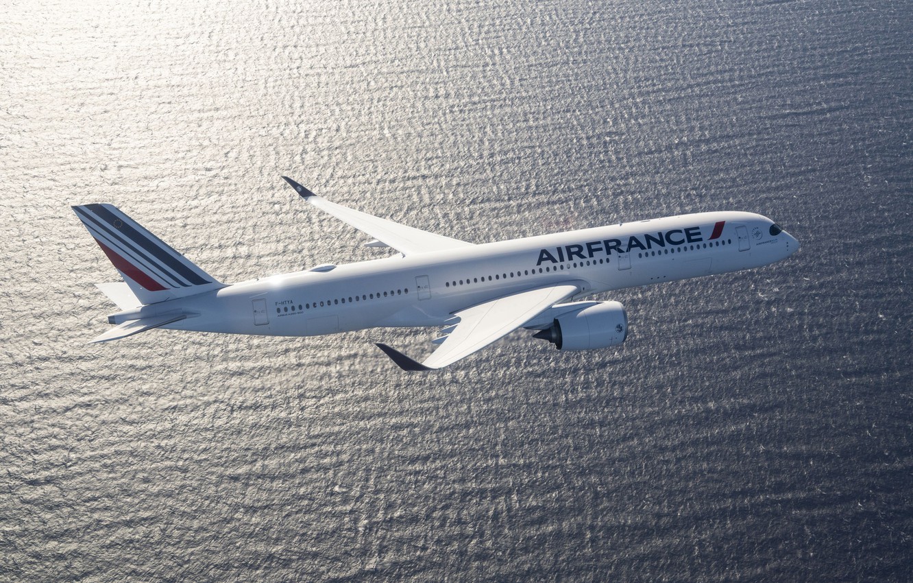Photo Wallpaper Sea, Airbus, Air France, Wing, Airbus - Air France Airbus A350 900 - HD Wallpaper 
