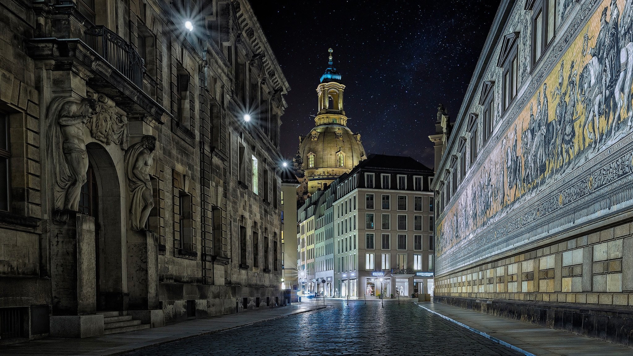 2048x1153, Germany Street Night Dresden Wallpaper - Dresden Wallpaper Hd - HD Wallpaper 