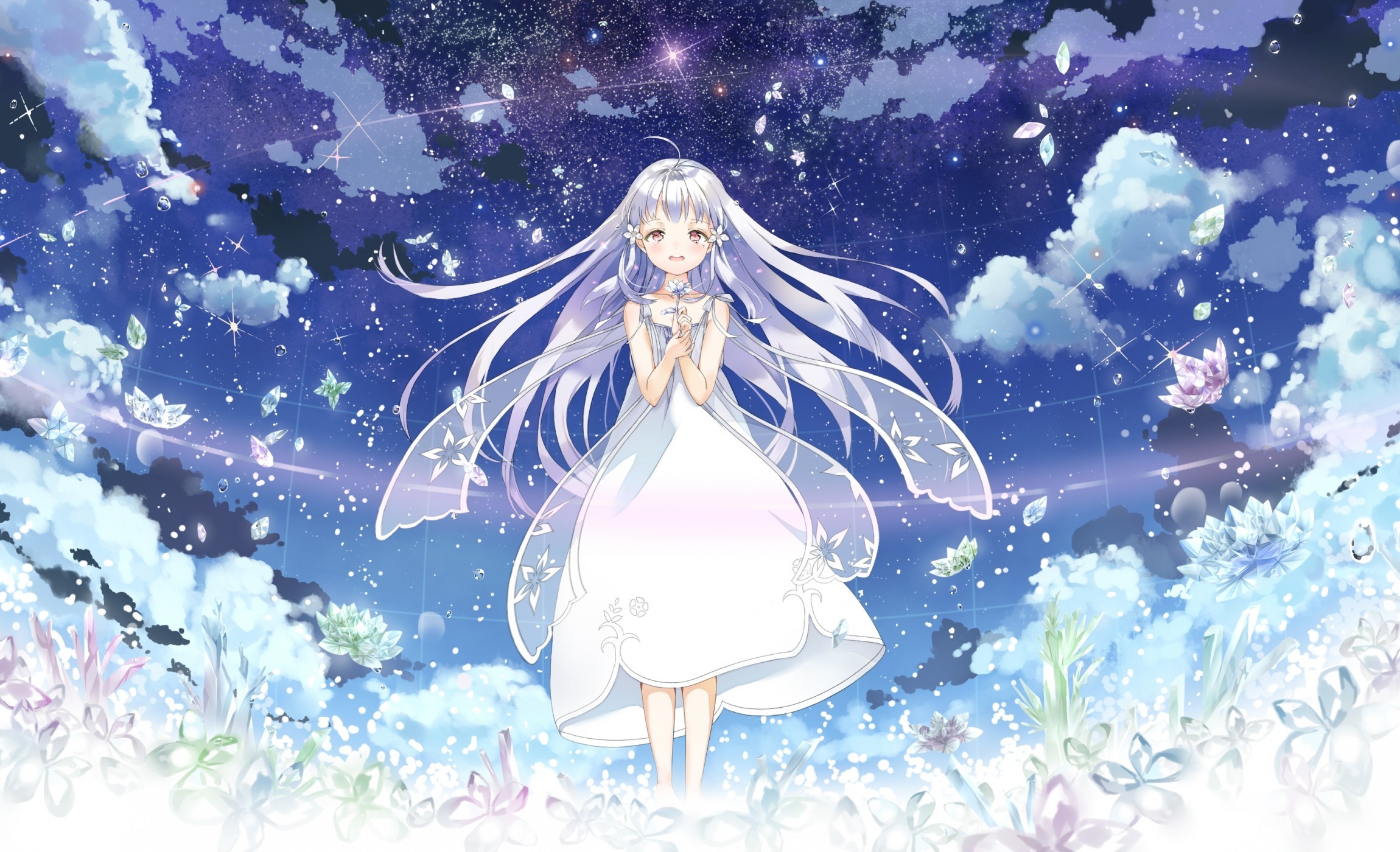 Glass No Hana To Kowasu Sekai, Remo, White Hair, Dress, - Sendan Life Katagiri Bootleg - HD Wallpaper 