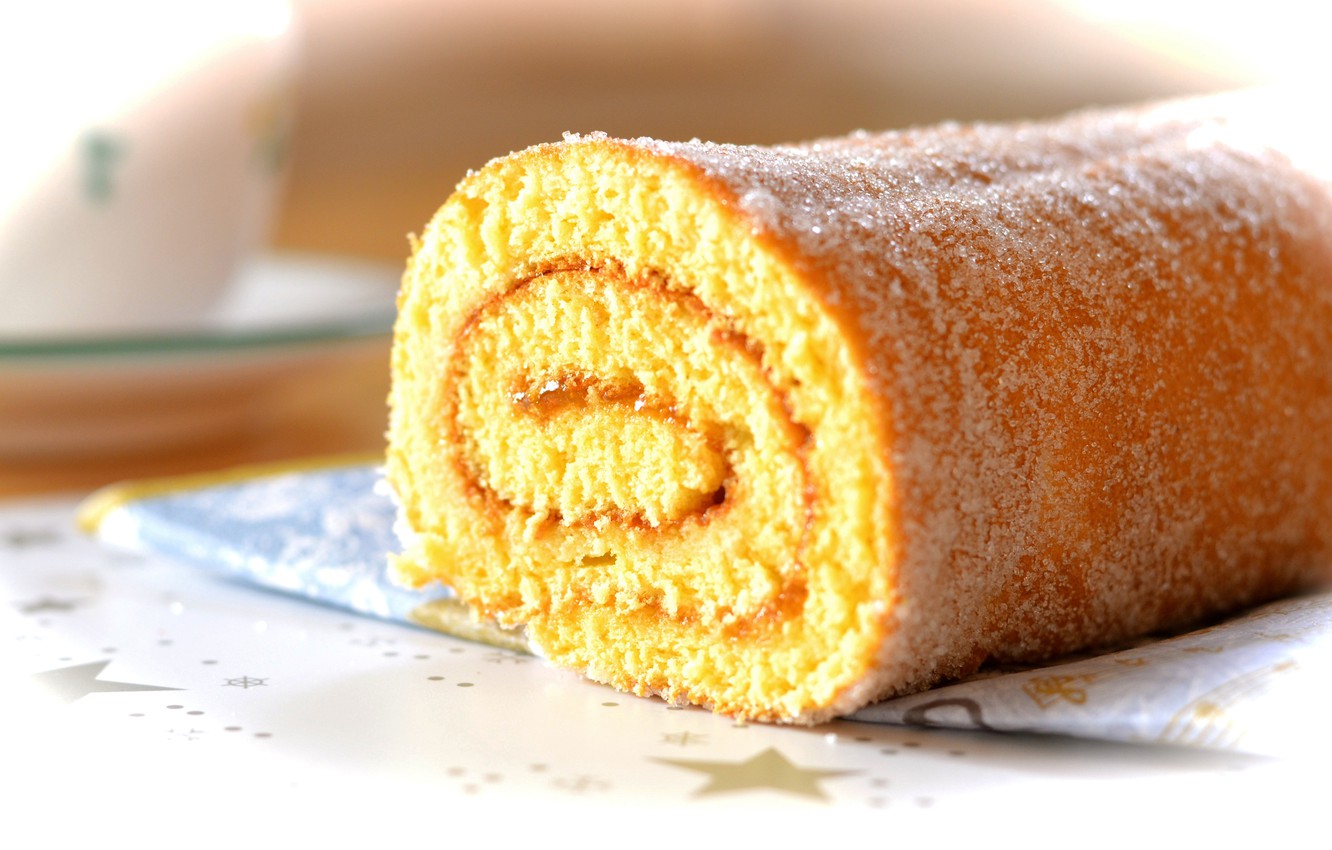 Photo Wallpaper Cakes, Sweet, Sweet, Biscuit, Roll, - Apricot Jam Swiss Roll - HD Wallpaper 