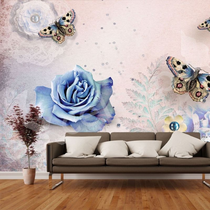 Printed Wallpaper With Pattern (price Per Sqm*) - Parede De Sala Decorada - HD Wallpaper 