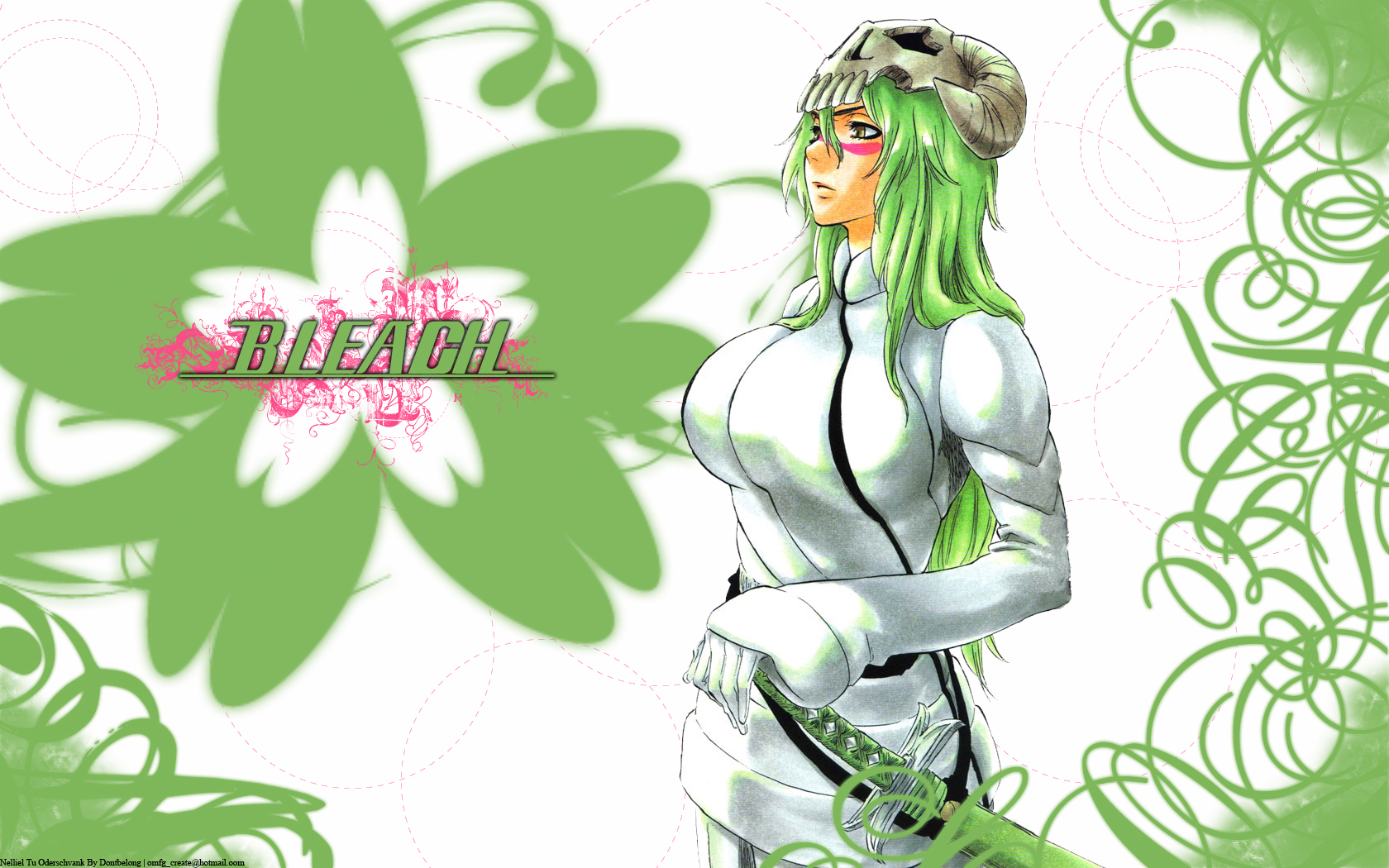 Bleach Green Hair Katana Long Hair Neliel Tu Oderschvank - Bleach Neliel Hd - HD Wallpaper 