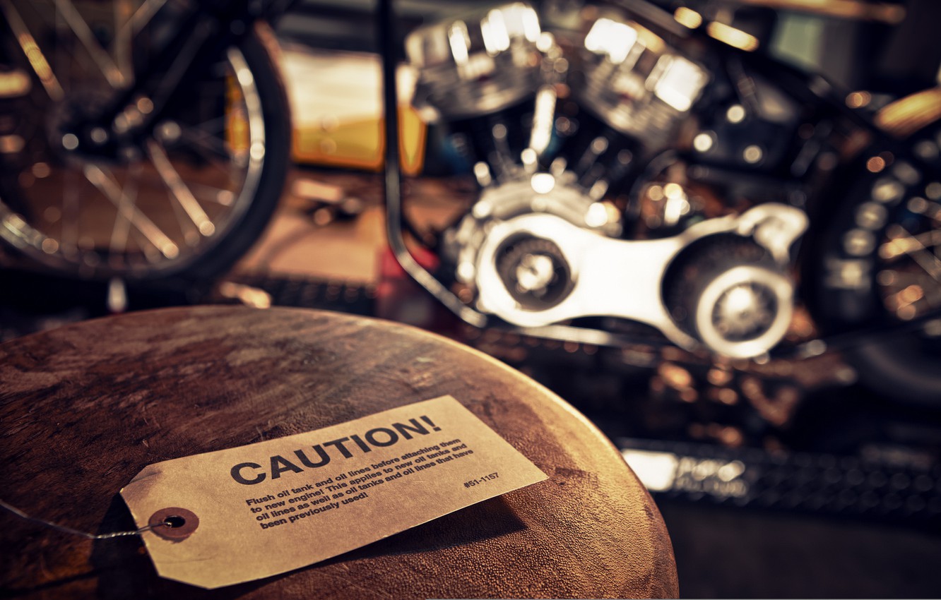 Photo Wallpaper Caution, Motorcycle, Workshop - Crankset - HD Wallpaper 