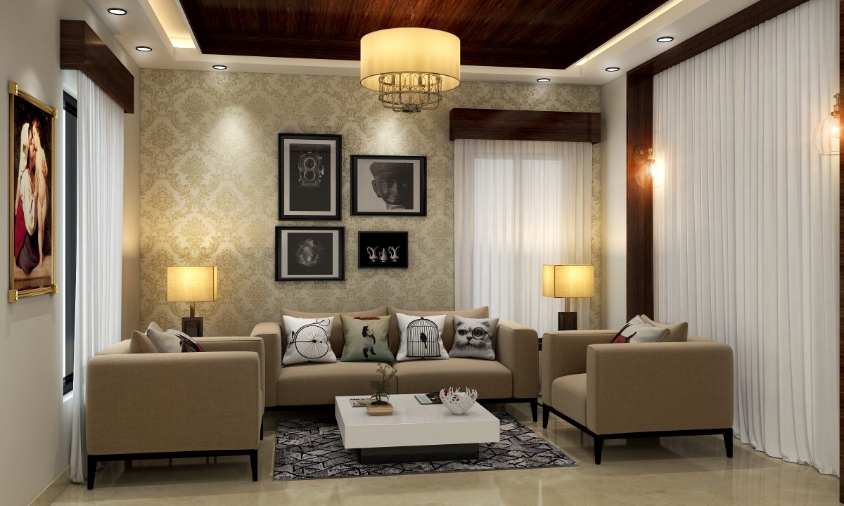 Wallpaper In Mohali - Live Space Living Room - HD Wallpaper 