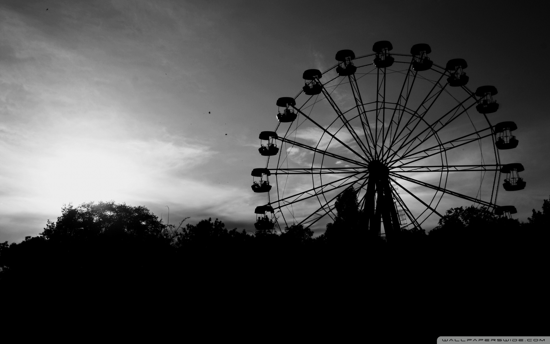 Ferris Wheel Dark Wallpapaer - HD Wallpaper 