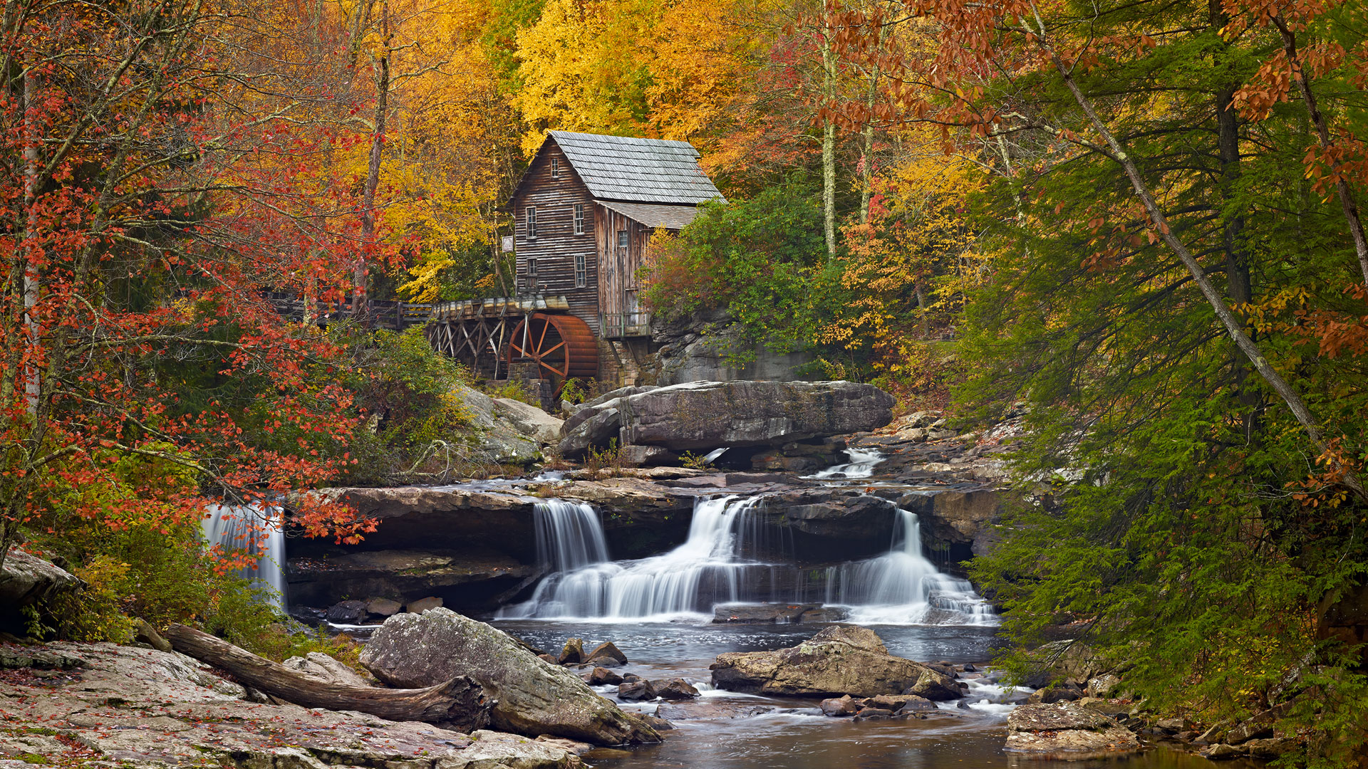 West Virginia Autumn - Babcock State Park, Glade Creek Grist Mill - HD Wallpaper 