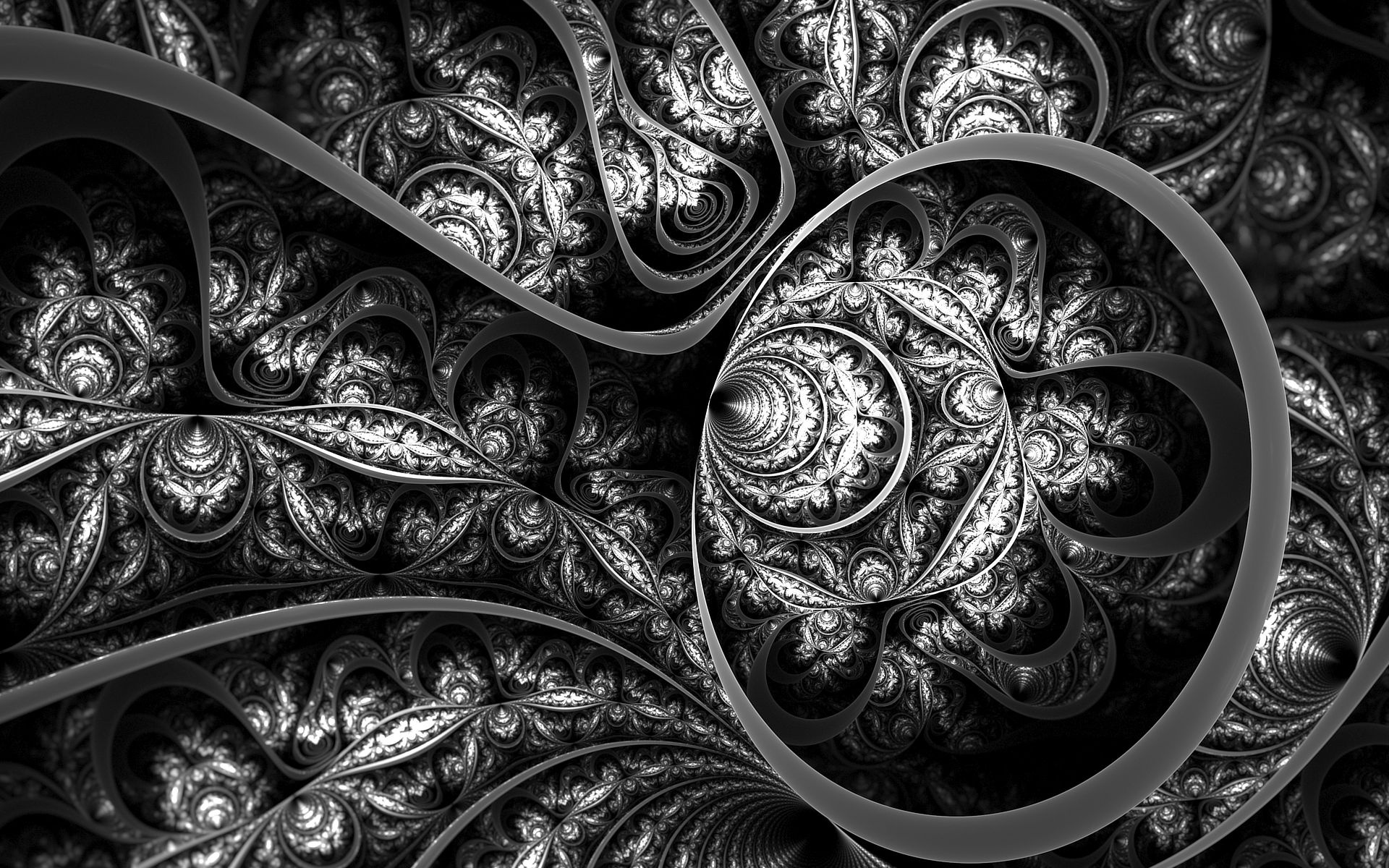Black And White Fractal - HD Wallpaper 