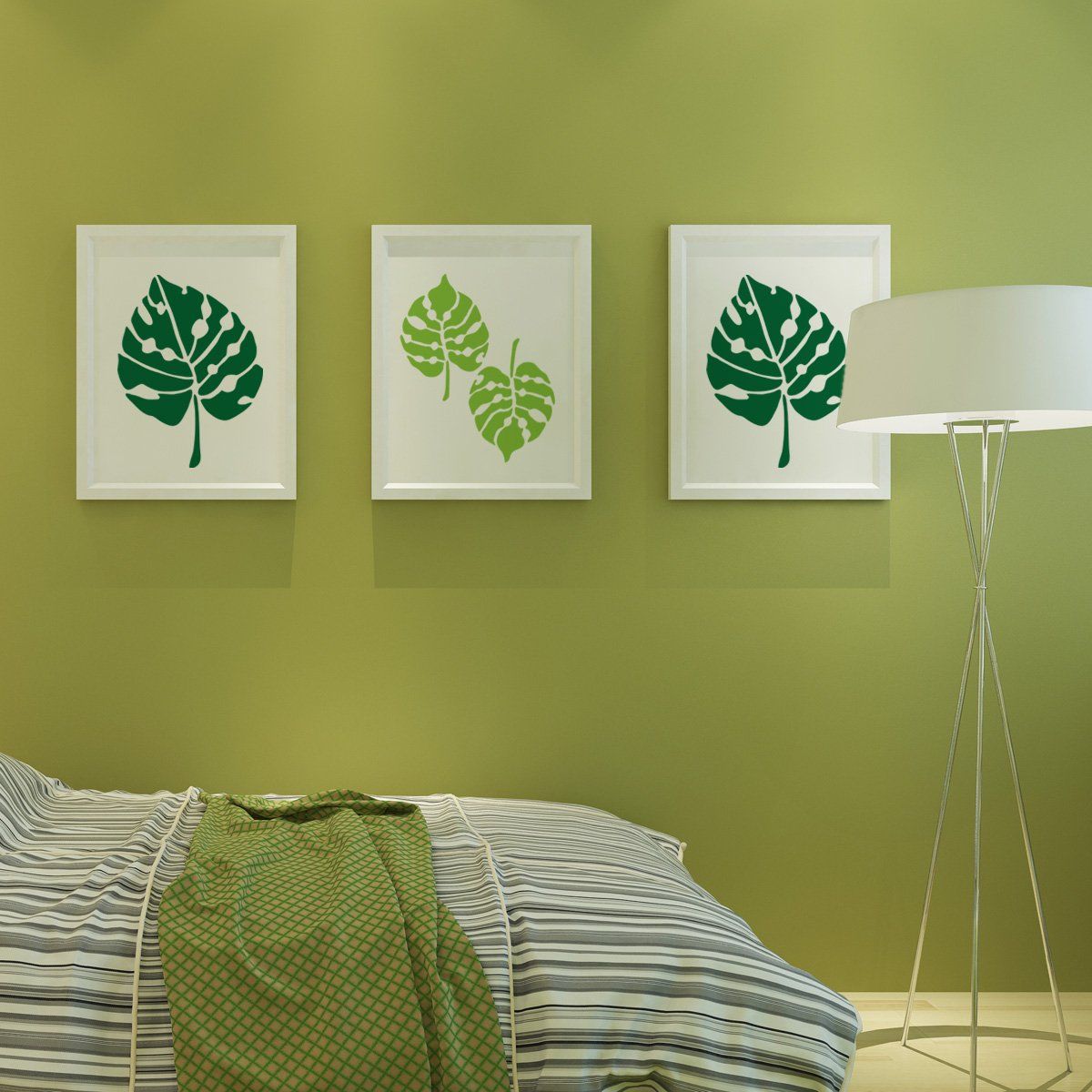 Leaves Stencil Designs Wall - HD Wallpaper 