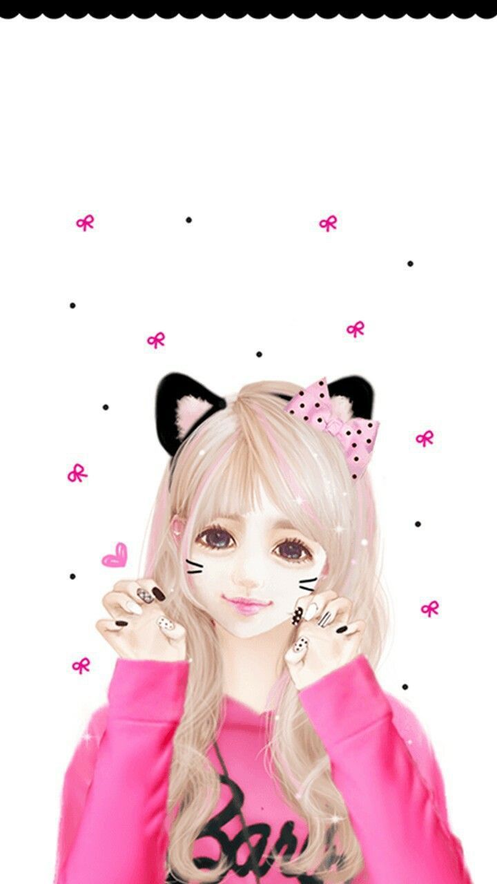 Korean Wallpaper Korean Cute Pink Girls Cute Cartoon Dp For Whatsapp