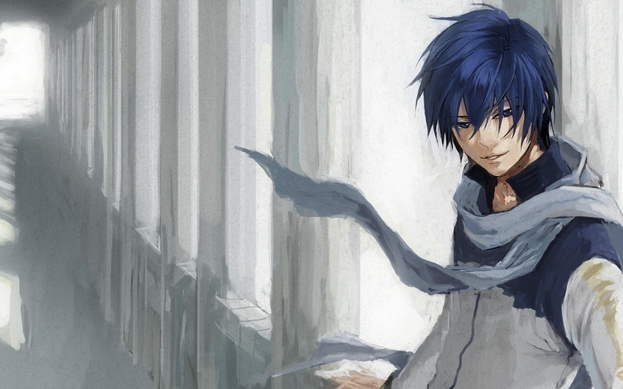 Blue Hair Anime Boy - HD Wallpaper 