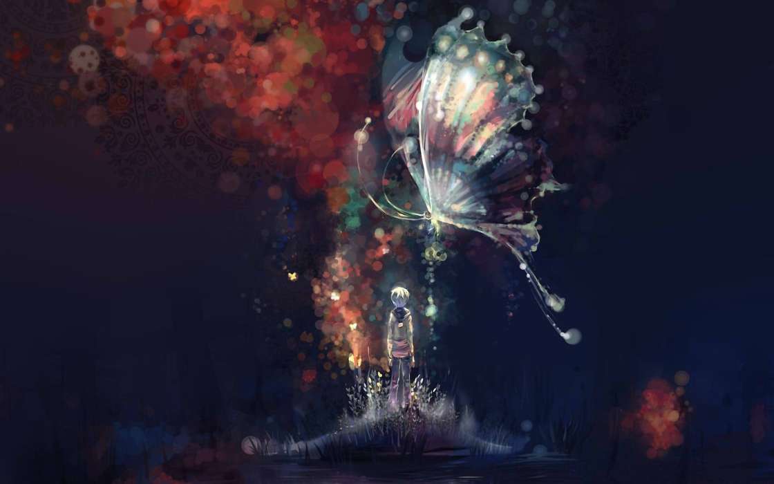 Download Mobile Wallpaper Butterflies, Children, Pictures - HD Wallpaper 