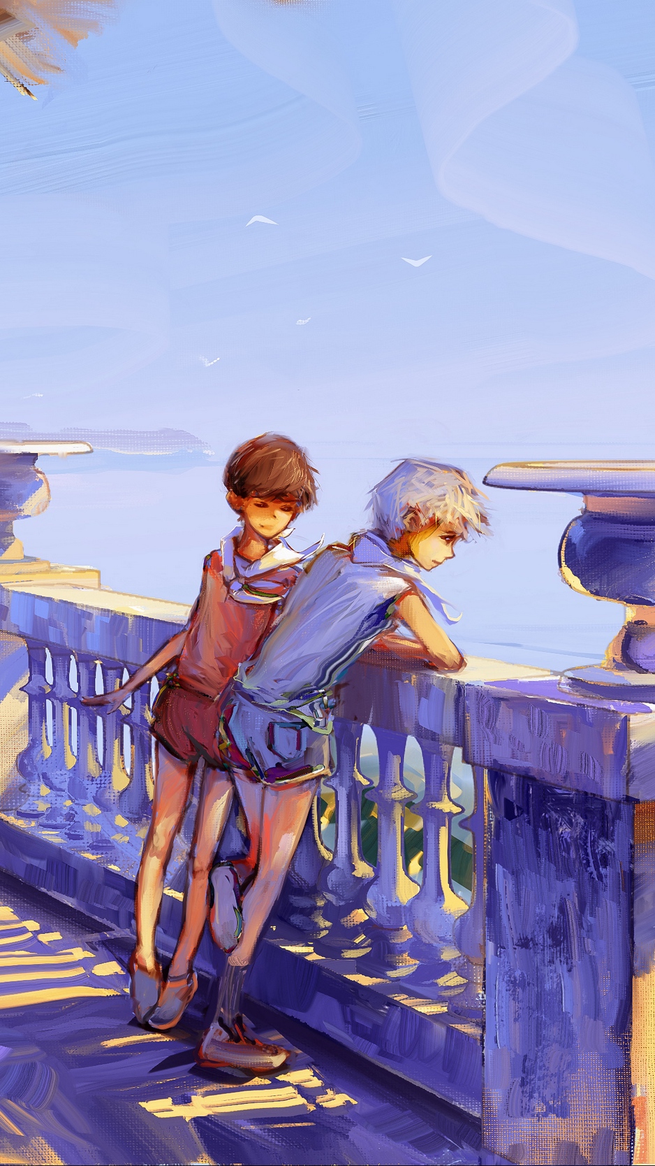 Wallpaper Boys, Children, Embankment, Summer, Art - Boys Wallpapers For Samsung - HD Wallpaper 