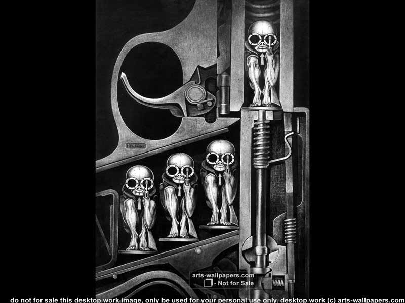 H R Giger Vs M C Escher By - Hr Giger Birth Machine Baby - HD Wallpaper 