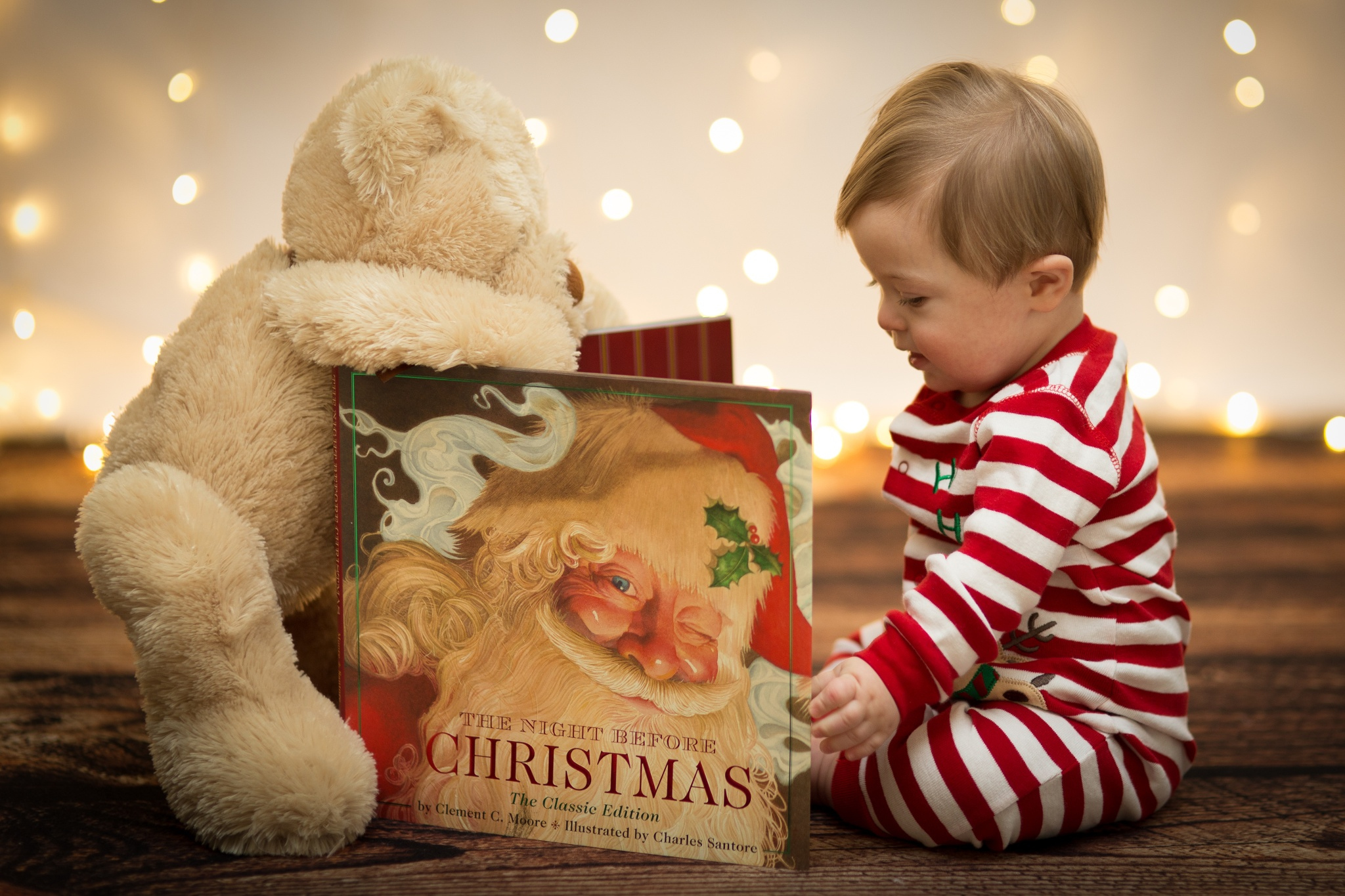 Baby And Teddy Christmas - HD Wallpaper 