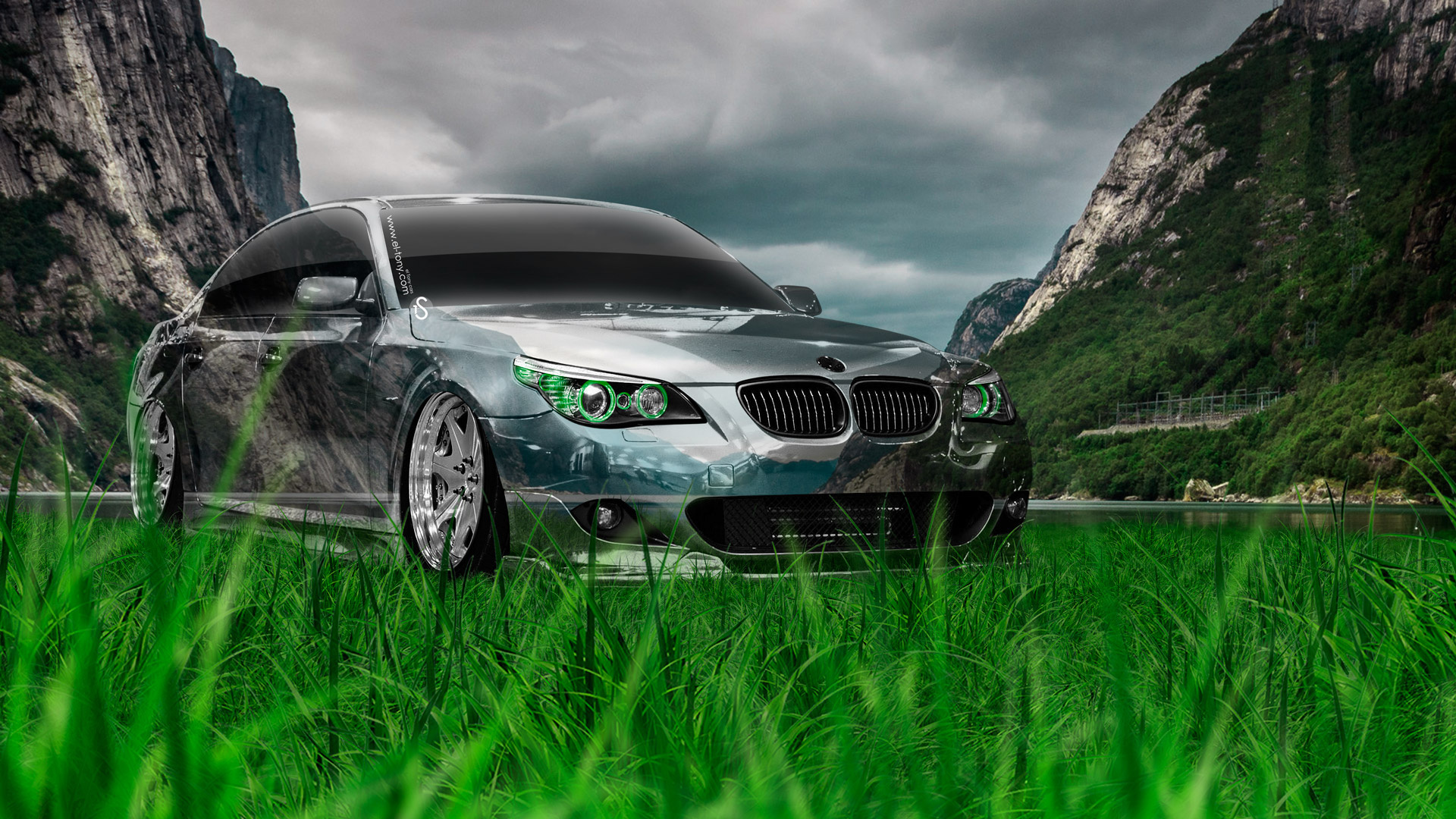 Tony Kokhan, Bmw, M5, E60, Crystal, Nature, Green, - Lysebotn - HD Wallpaper 