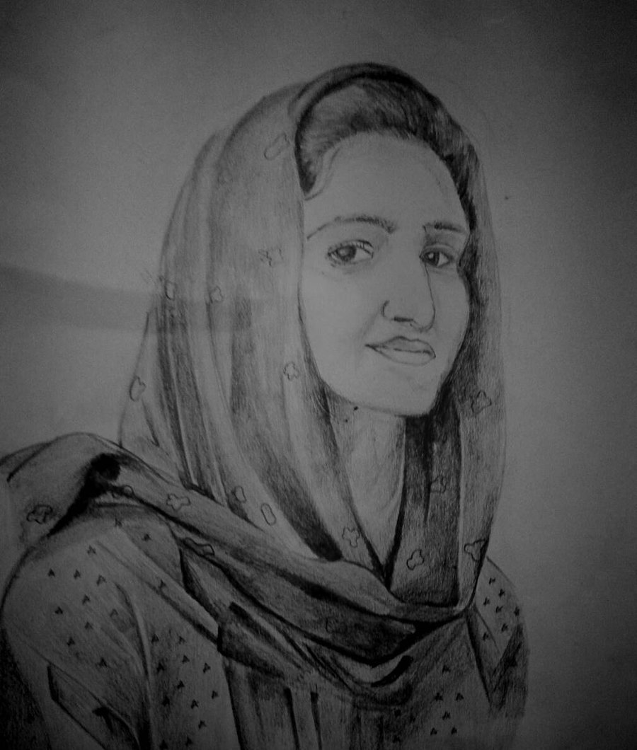 Muslim Drawing Pencil For Free Download - Muslim Girl Pencil Drawing - HD Wallpaper 