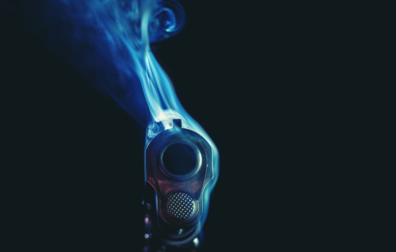 Photo Wallpaper Desktop, Gun, Black, Smoke, Blue, Arm - Darkness - HD Wallpaper 