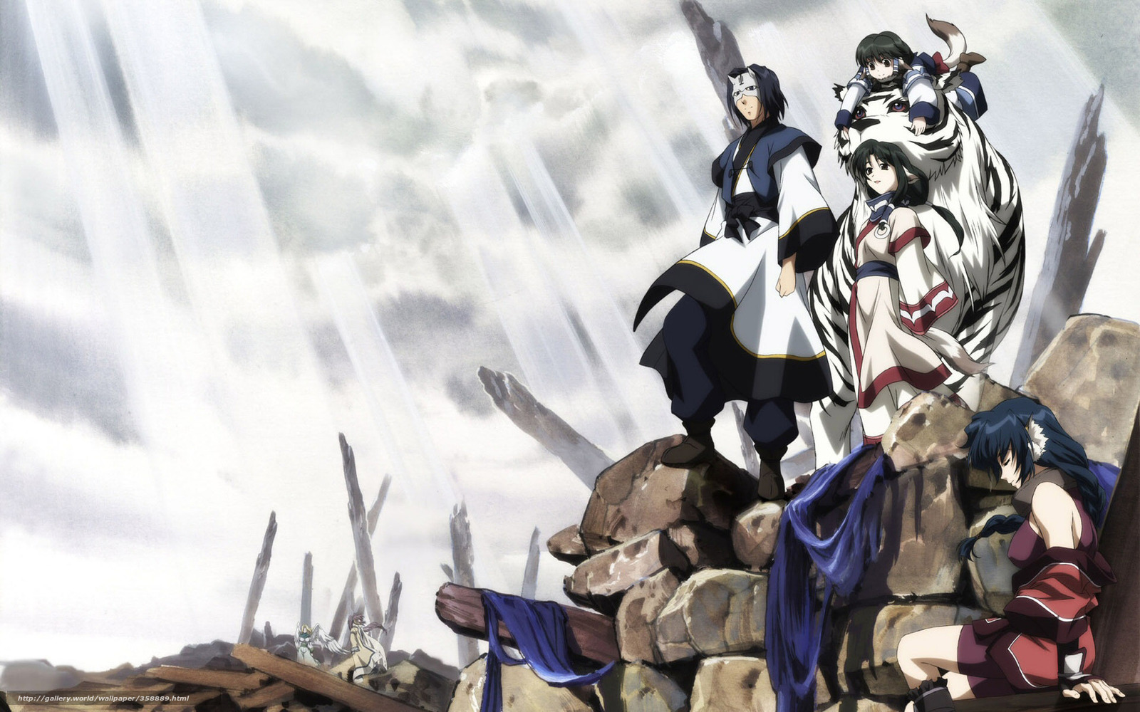 Download Wallpaper Famous, Ruins, Mask, Tiger Free - Utawarerumono Anime - HD Wallpaper 