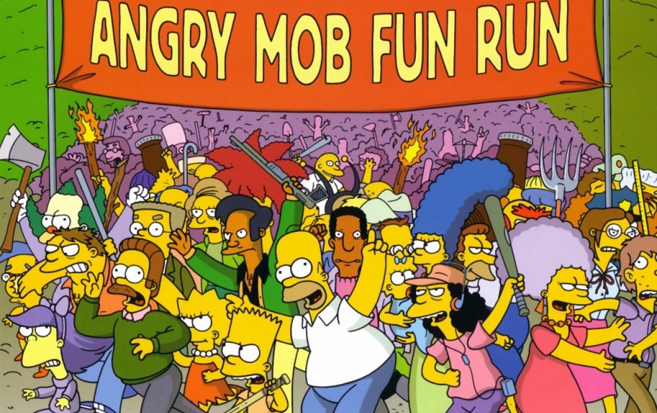 Angry Mob Fun Run Wallpapers - Simpsons Angry Mob Fun Run - HD Wallpaper 