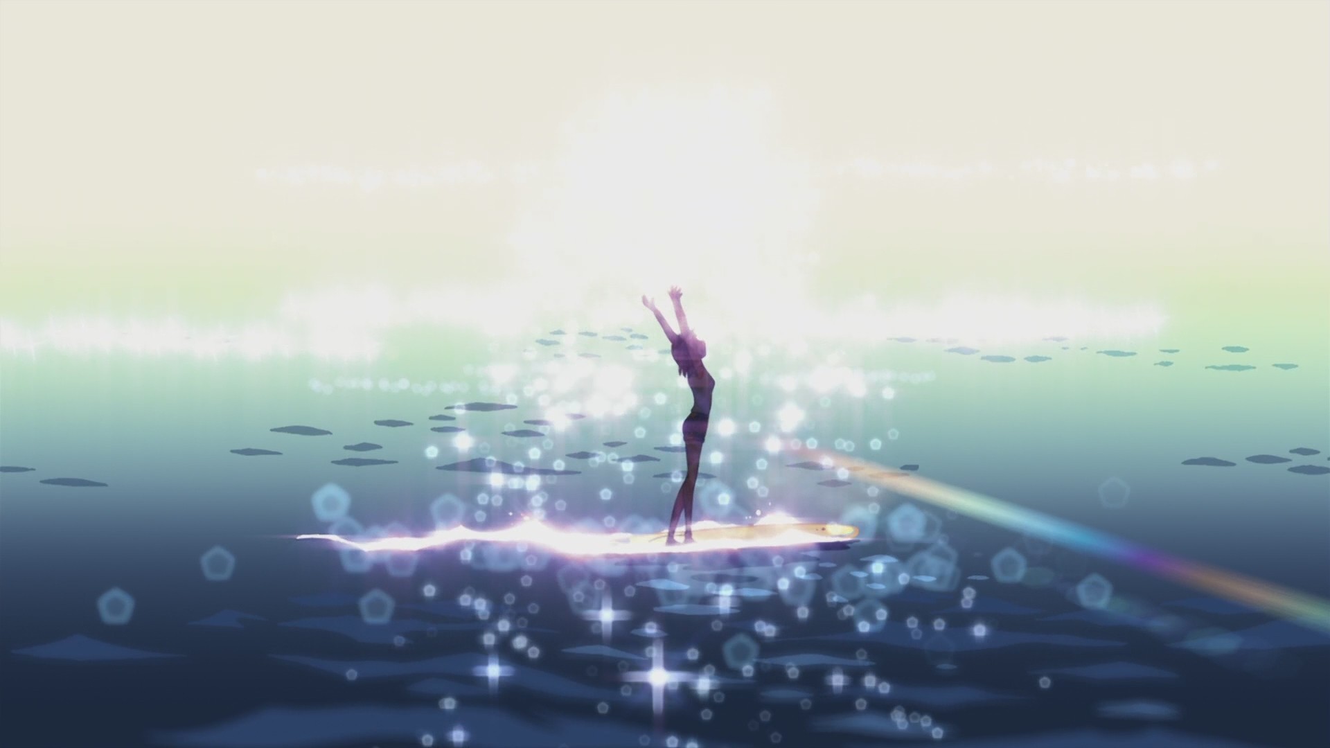 Silhouette Surfing Makoto Shinkai 5 Centimeters Per - Reflection - HD Wallpaper 