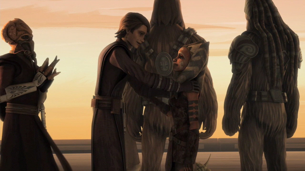 Anakin And Ahsoka - Ahsoka Anakin Hug - HD Wallpaper 