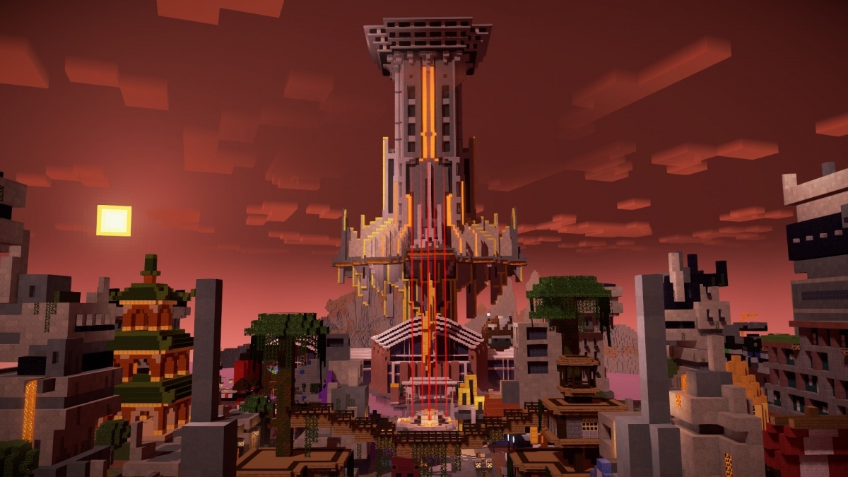 Minecraft Story Mode Beacon Town - HD Wallpaper 