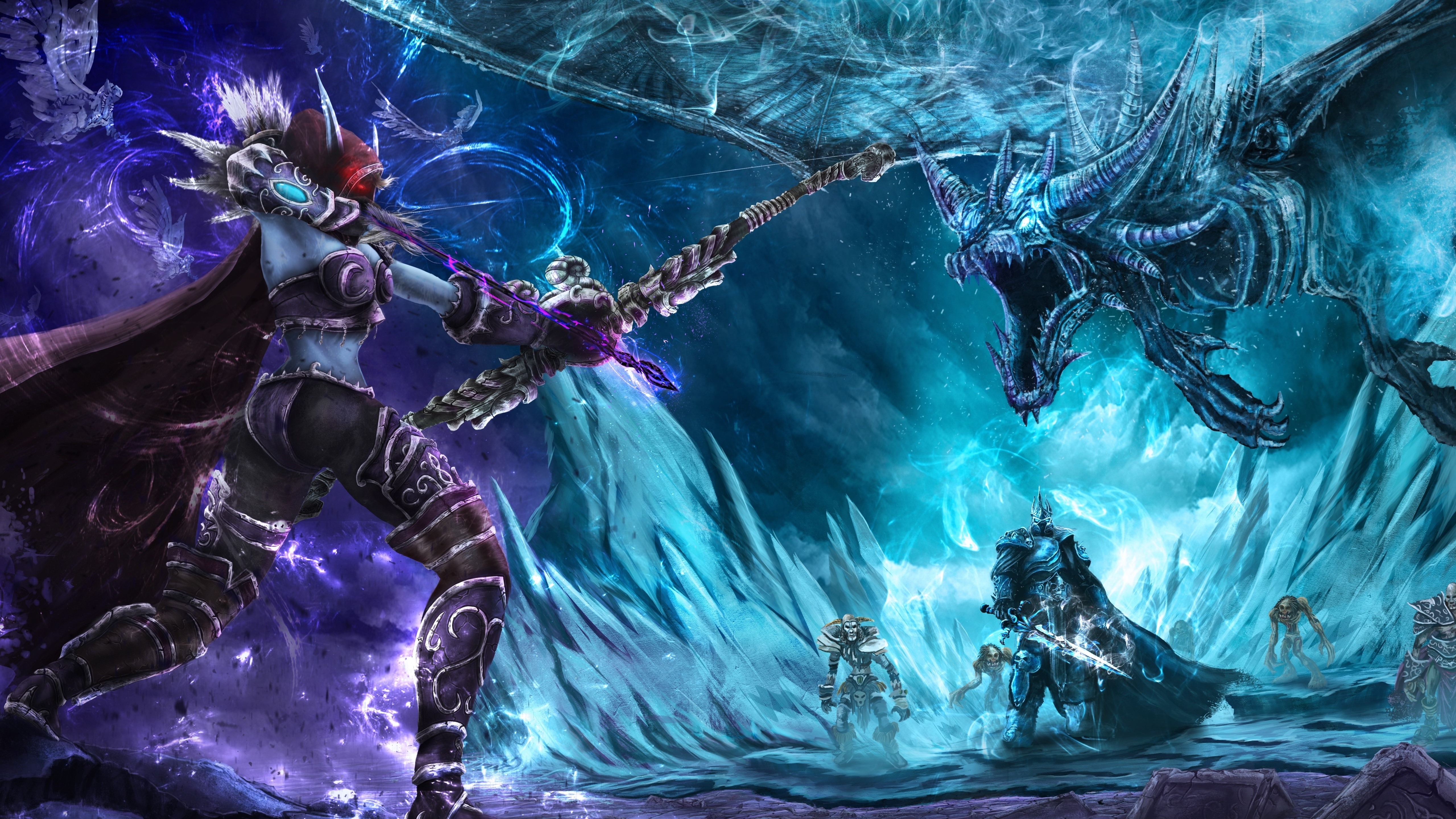 Wallpaper World Of Warcraft, Lich King, Archer, Monster - Sylvana And Lich King - HD Wallpaper 