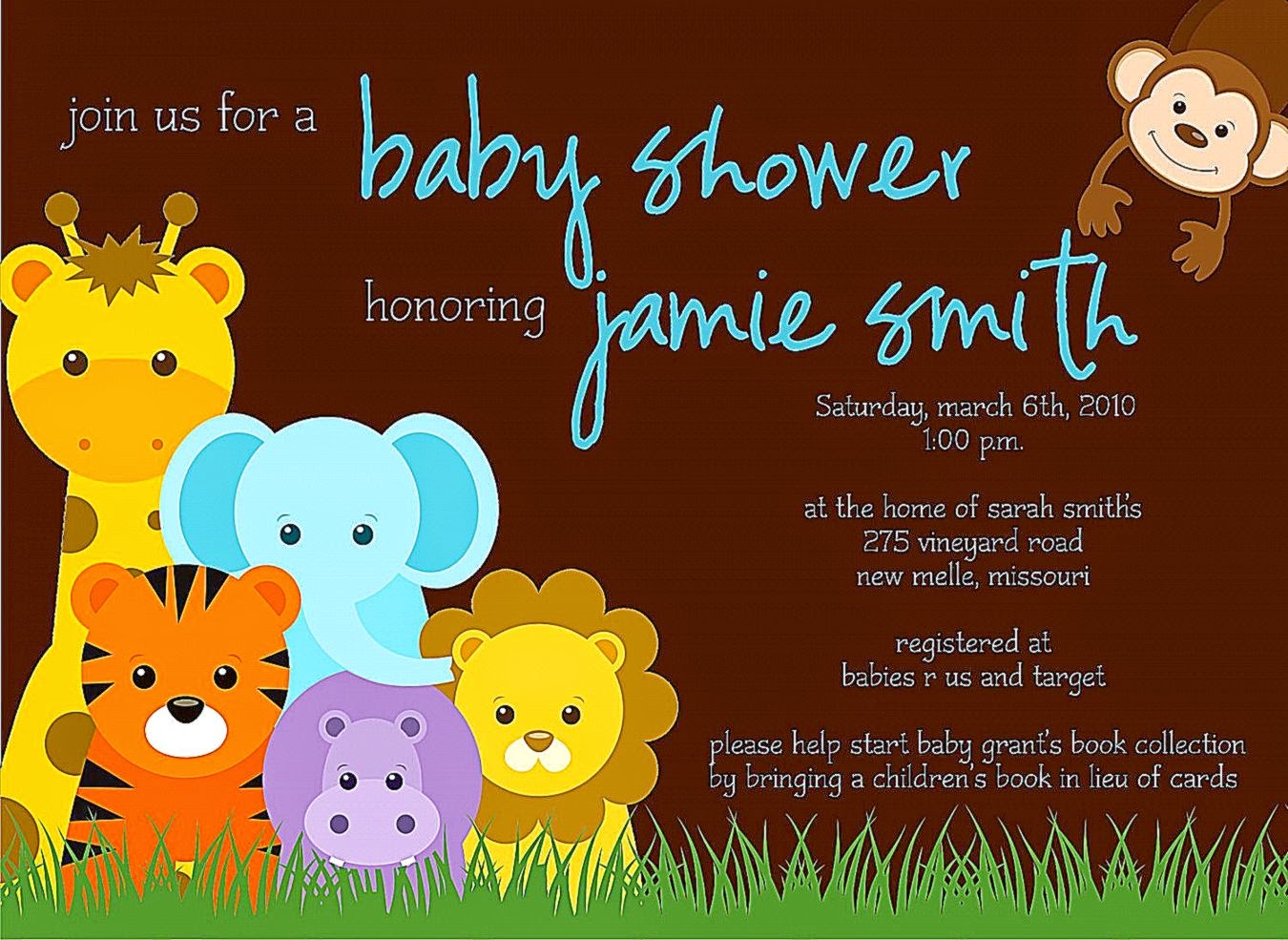 Cute Safari Jungle Animals Baby Shower Invitations - Safari Theme Baby Invitations Card - HD Wallpaper 