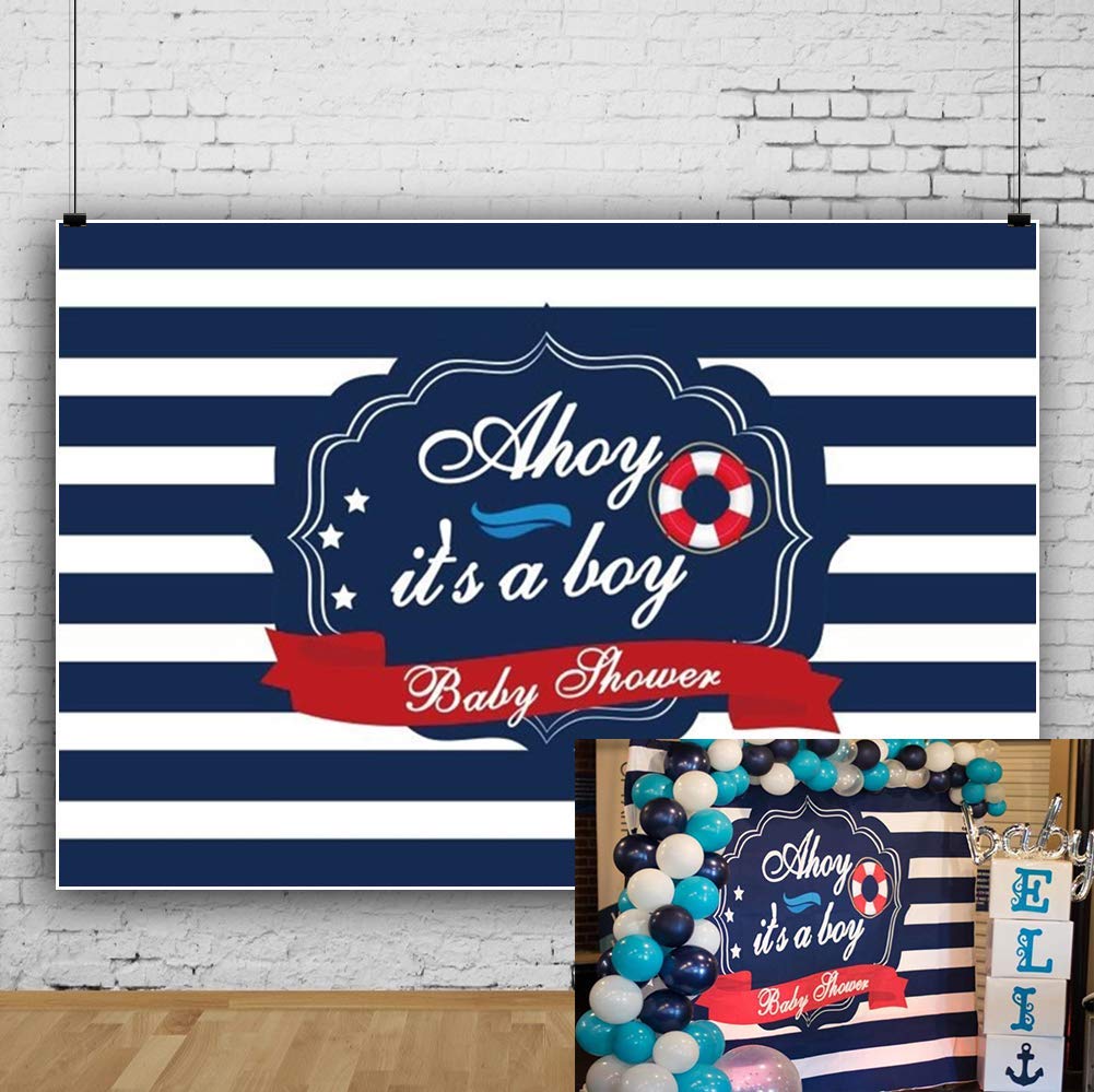 5ft Ahoy It S A Boy Baby Shower Vinyl Photography Background - Ahoy's It's A Boy Backdrop - HD Wallpaper 