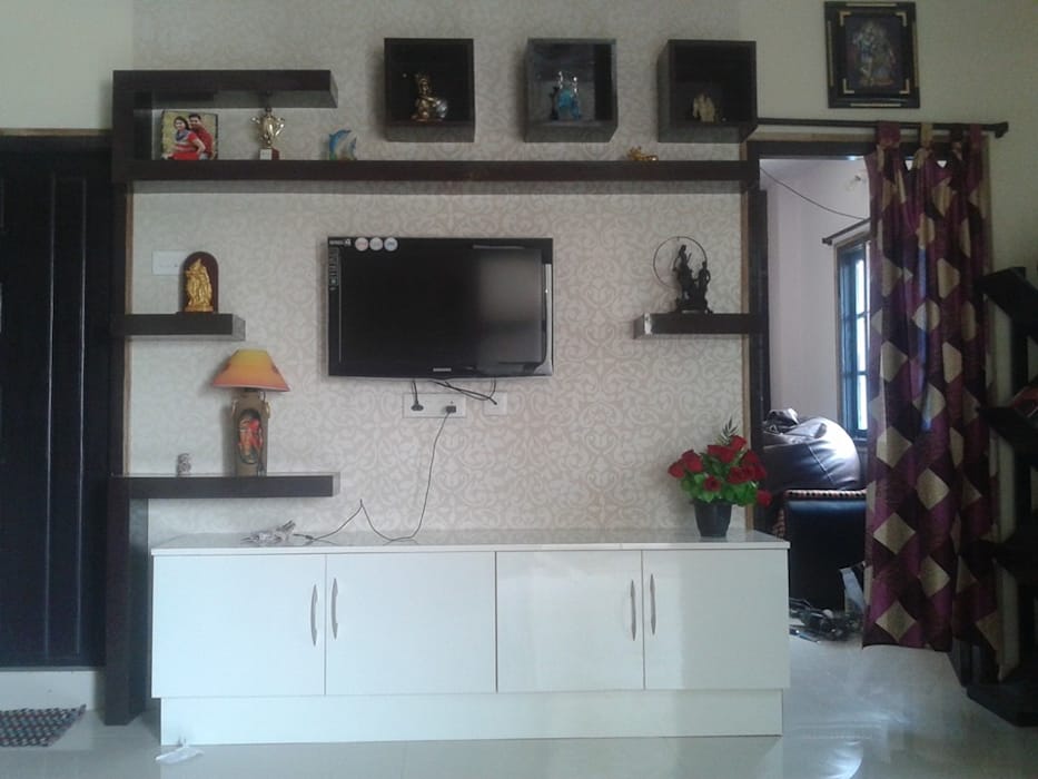 Wallpapers Behind T - Tv Unit Hall - HD Wallpaper 