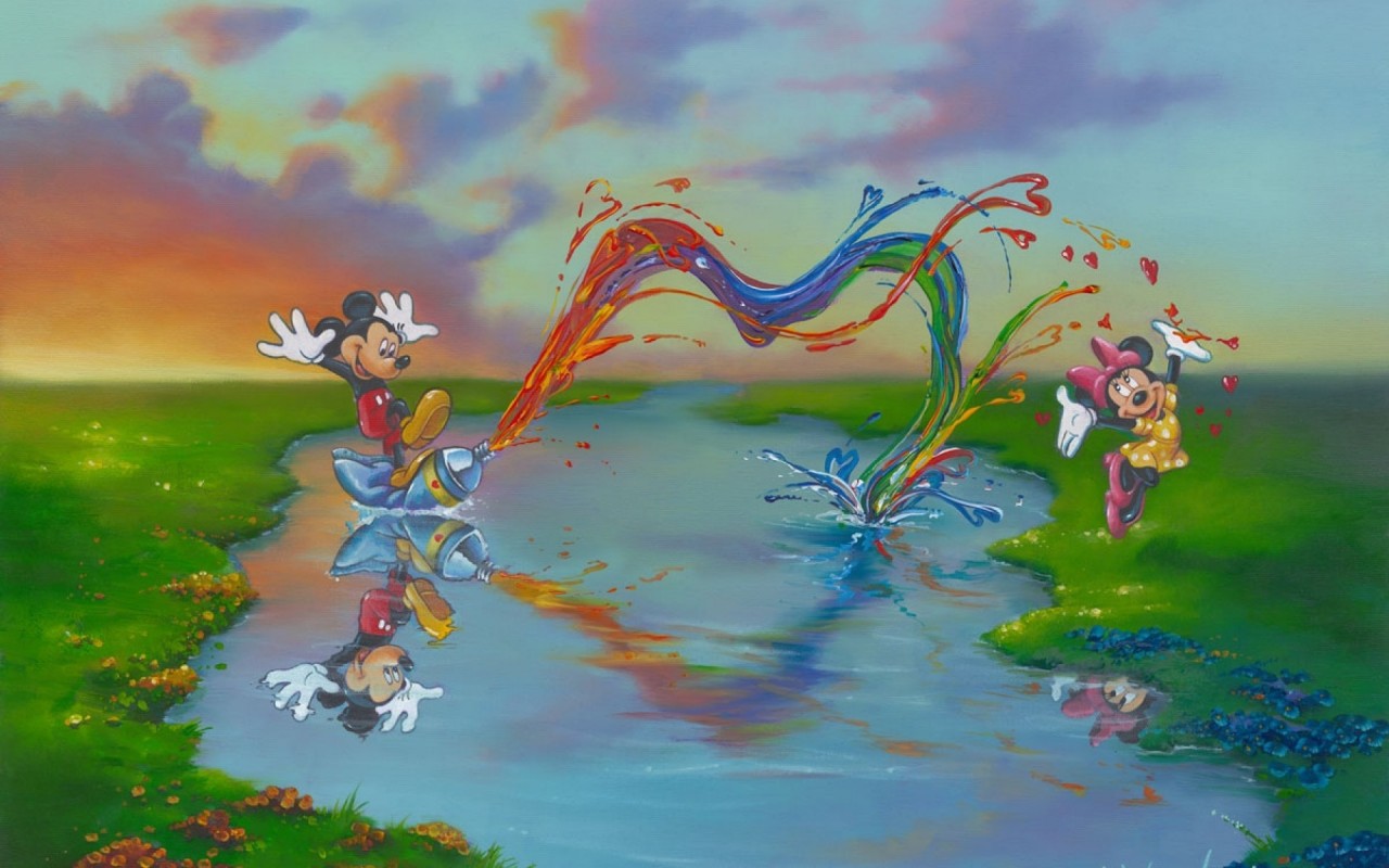 A Message To Minnie Wallpapers - Minnie And Mickey Scenery - HD Wallpaper 