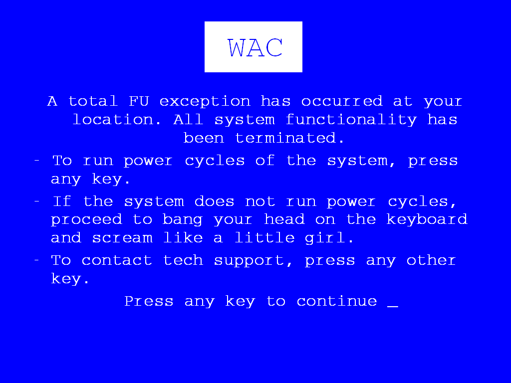Wac A Total Fu Exception Has Occurred At Your Location - Blue Screen Of Death Halo - HD Wallpaper 