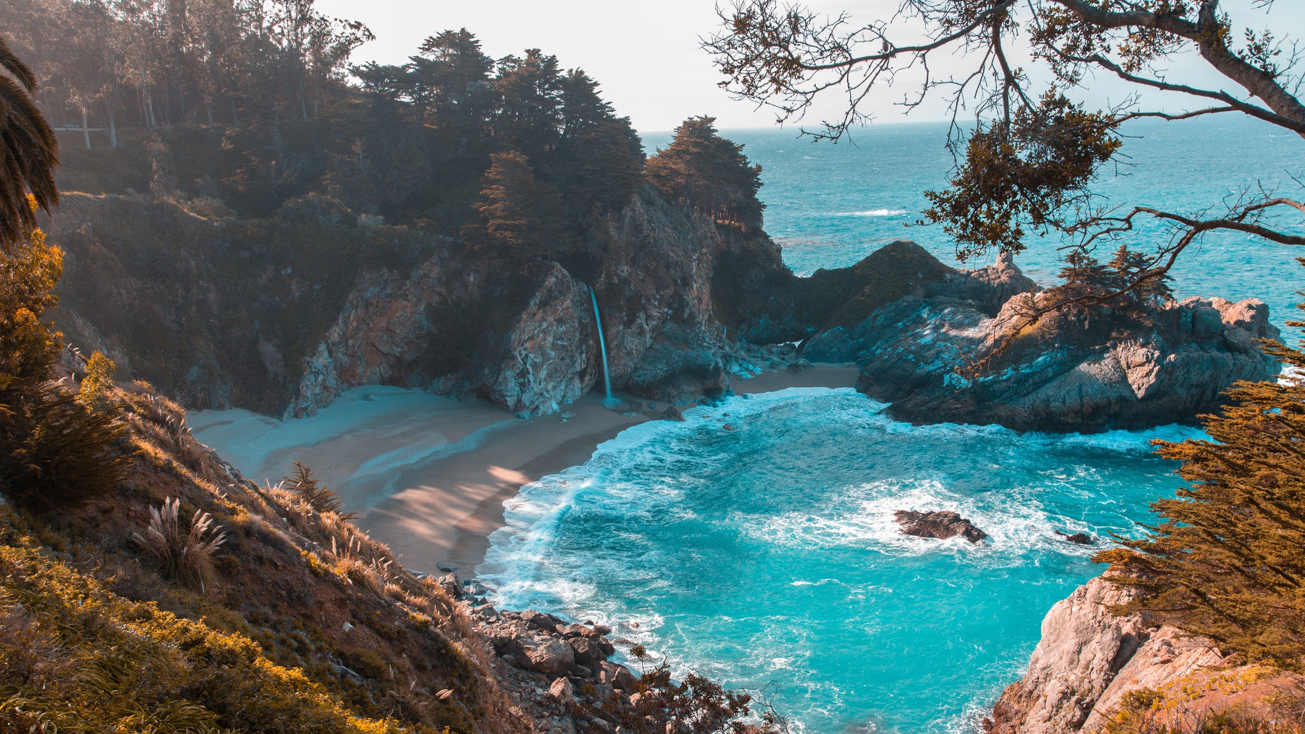Beach, Nature, Sea, Scenery, 4k, 3840x2160, - Julia Pfeiffer Burns State Park, Mcway Falls - HD Wallpaper 