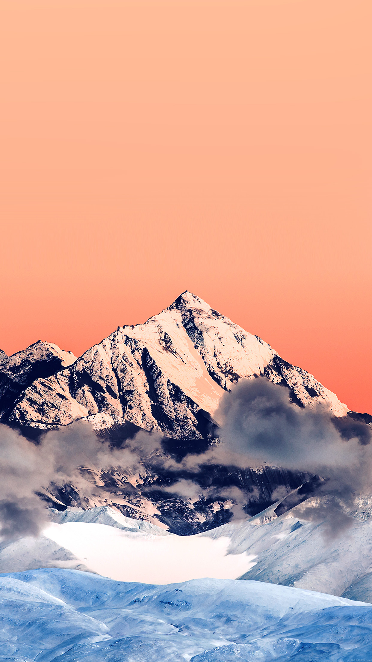 Snow Solo Orange Mountain High Nature Android Wallpaper - Iphone 7  Wallpapers Snow Mountain - 1242x2208 Wallpaper 