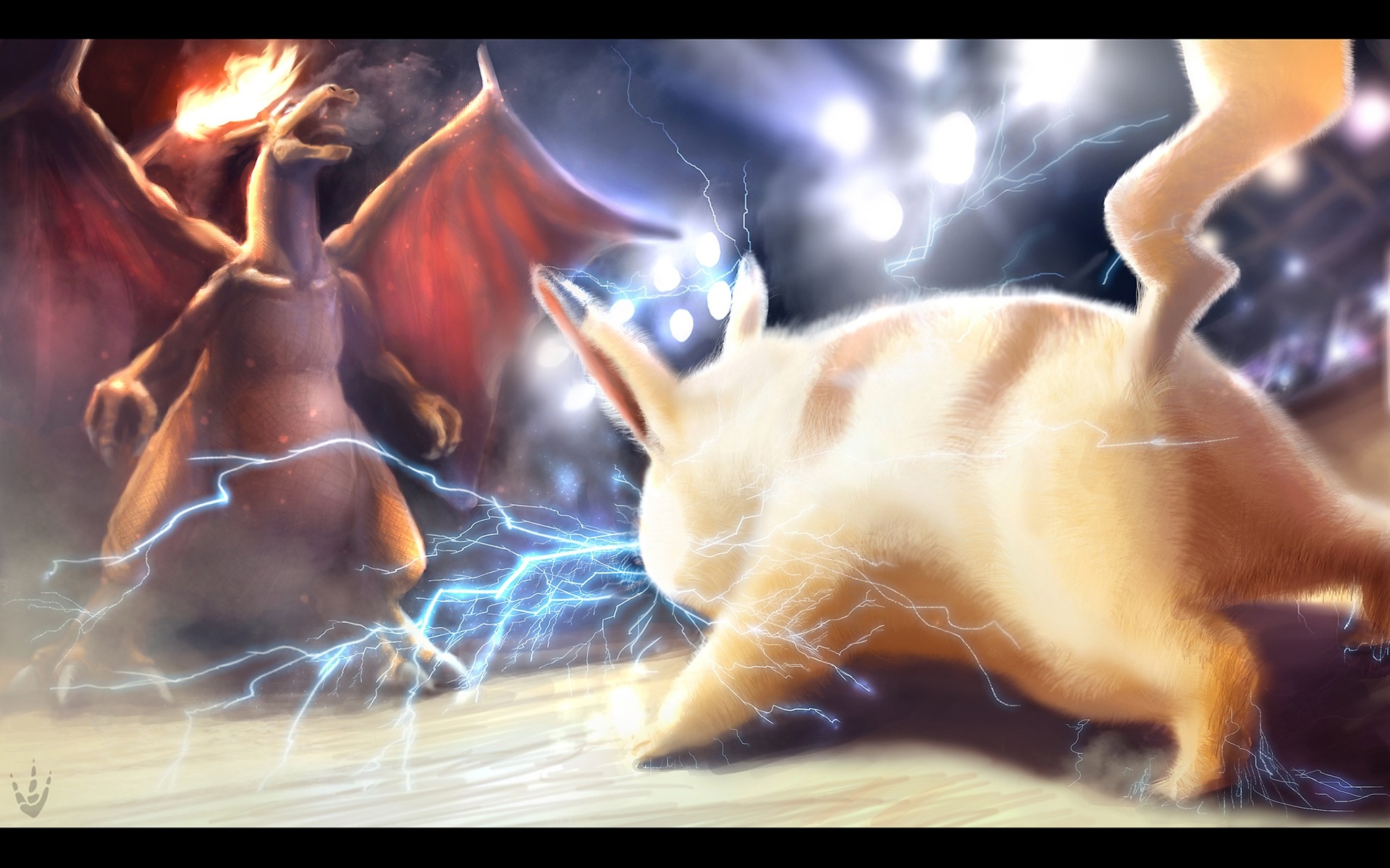 Pikachu Vs Charizard - HD Wallpaper 