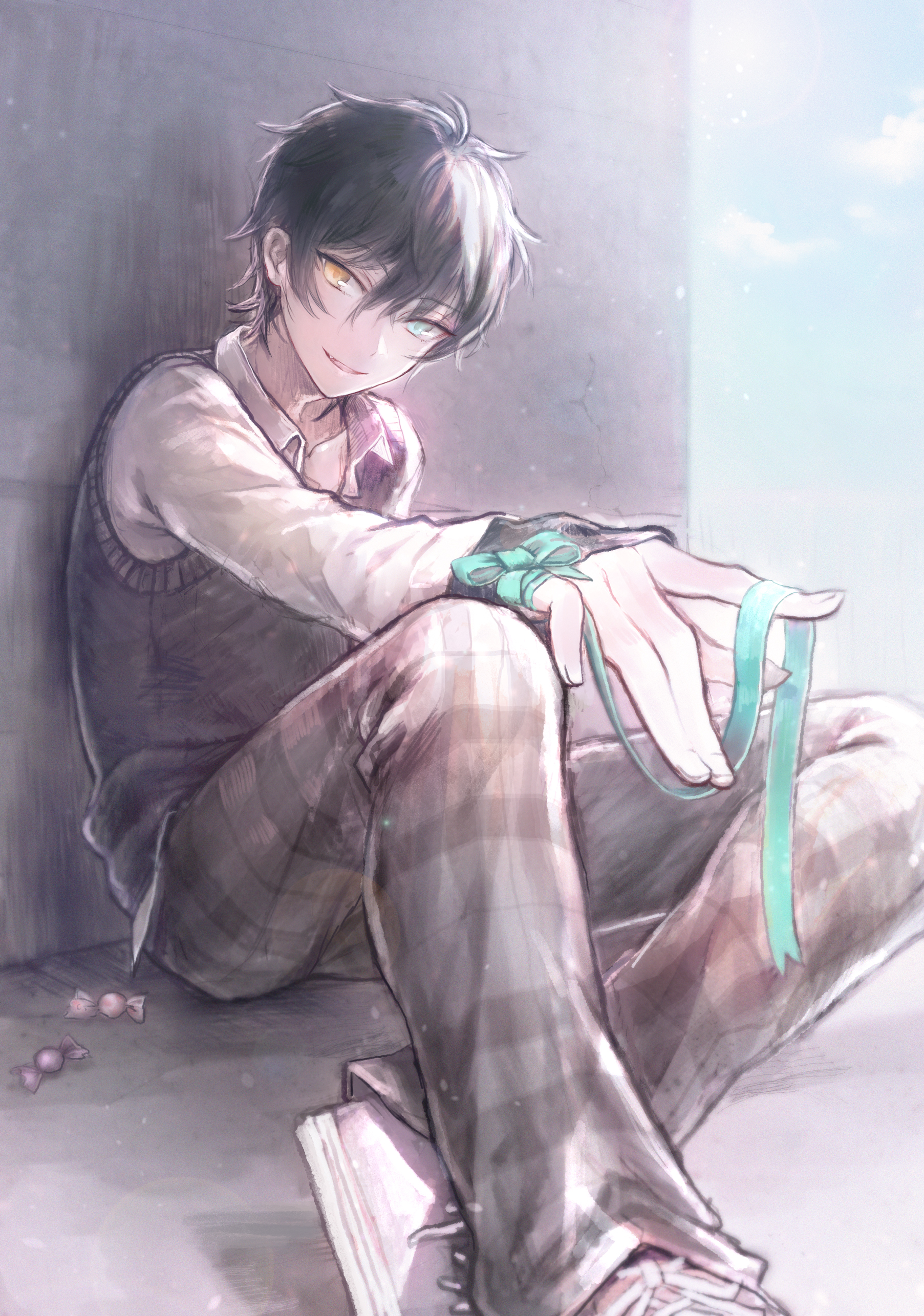 Anime Boy With Heterochromia Eyes - HD Wallpaper 