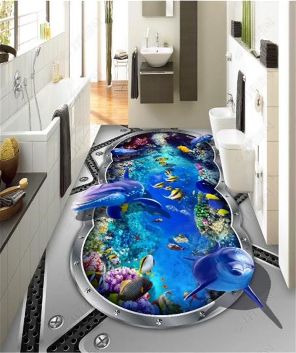 Custom Photo 3d Wallpaper Underwater World Dolphin - Submarine Flooring - HD Wallpaper 