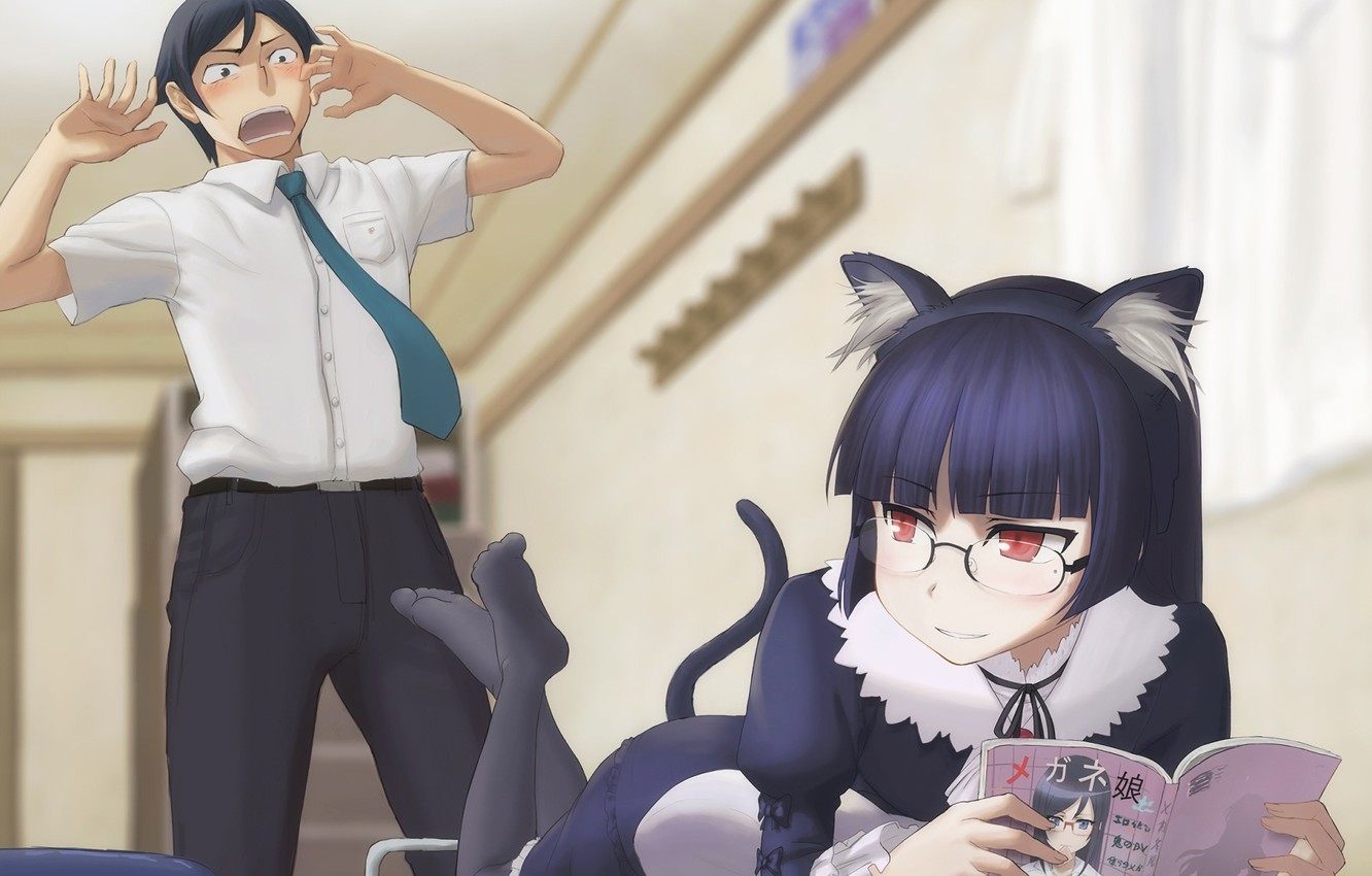 Photo Wallpaper Girl, Anime, Art, Guy, Two, Oreimo - Oreimo - HD Wallpaper 