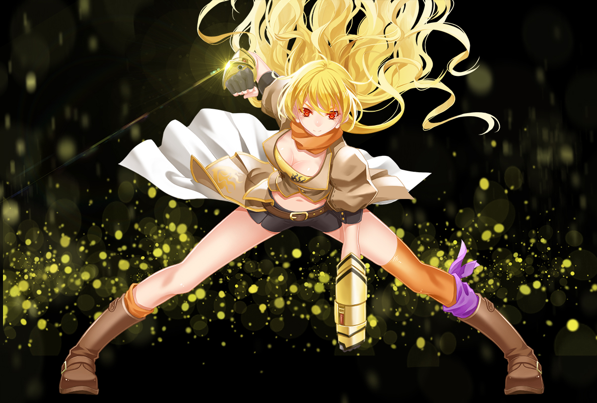 Armor Blonde Hair Boots Breasts Cleavage Cross Akiha - Yang Xiao Long - HD Wallpaper 