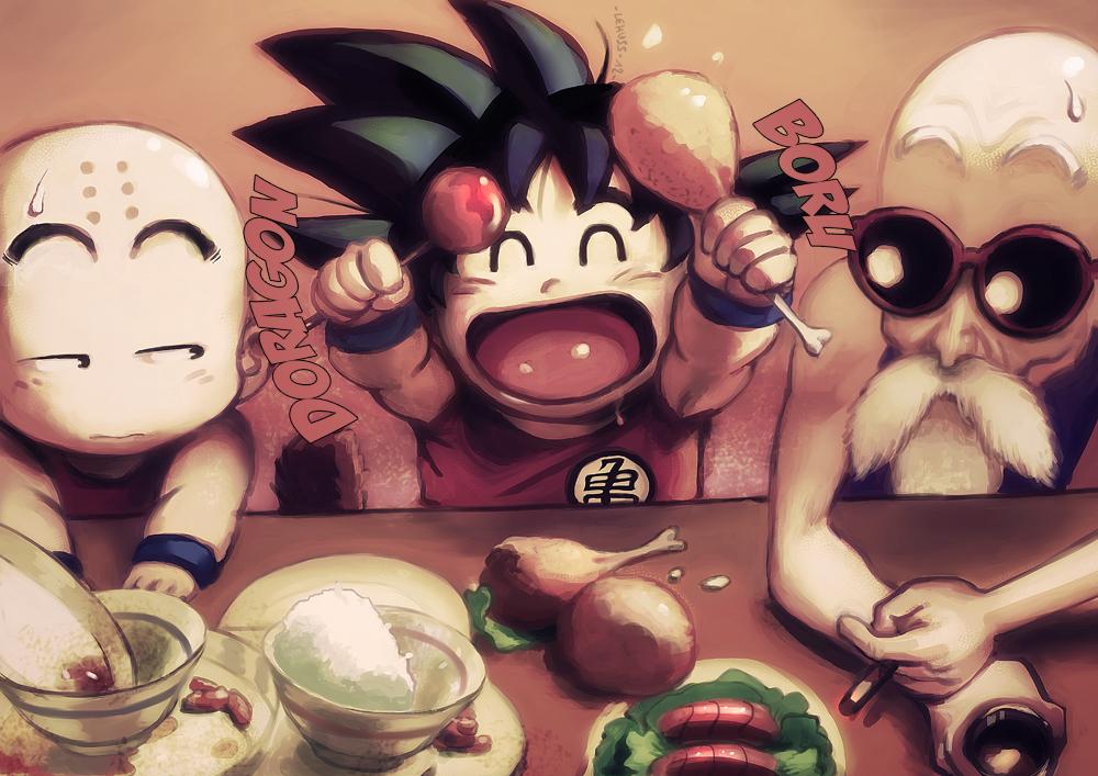 Master Roshi Wallpaper - Dragon Ball Characters Eating - HD Wallpaper 