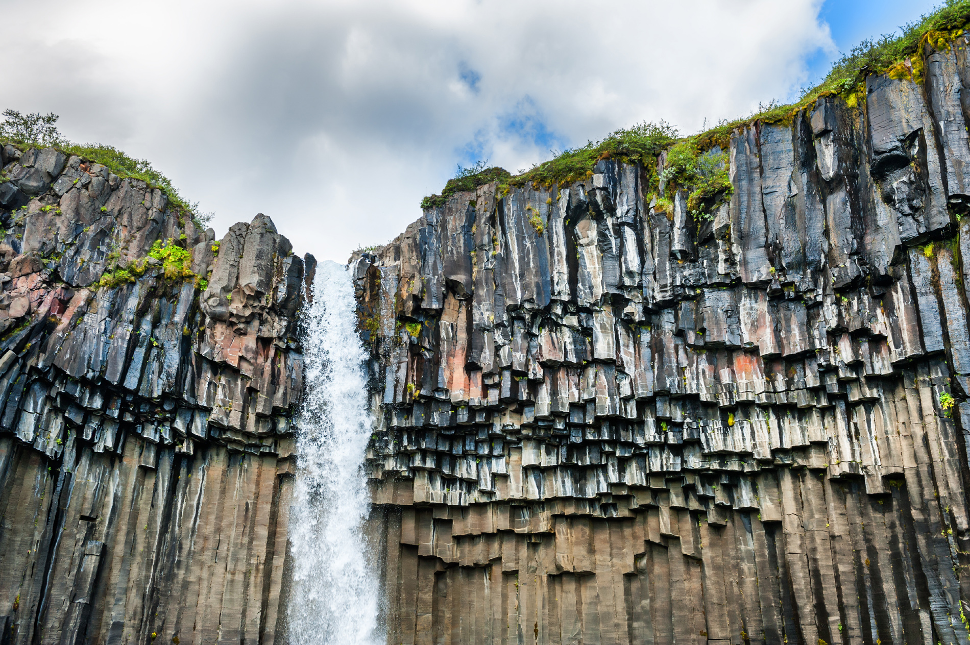 Steep Cliff Waterfall Scenery - Svartifoss - HD Wallpaper 