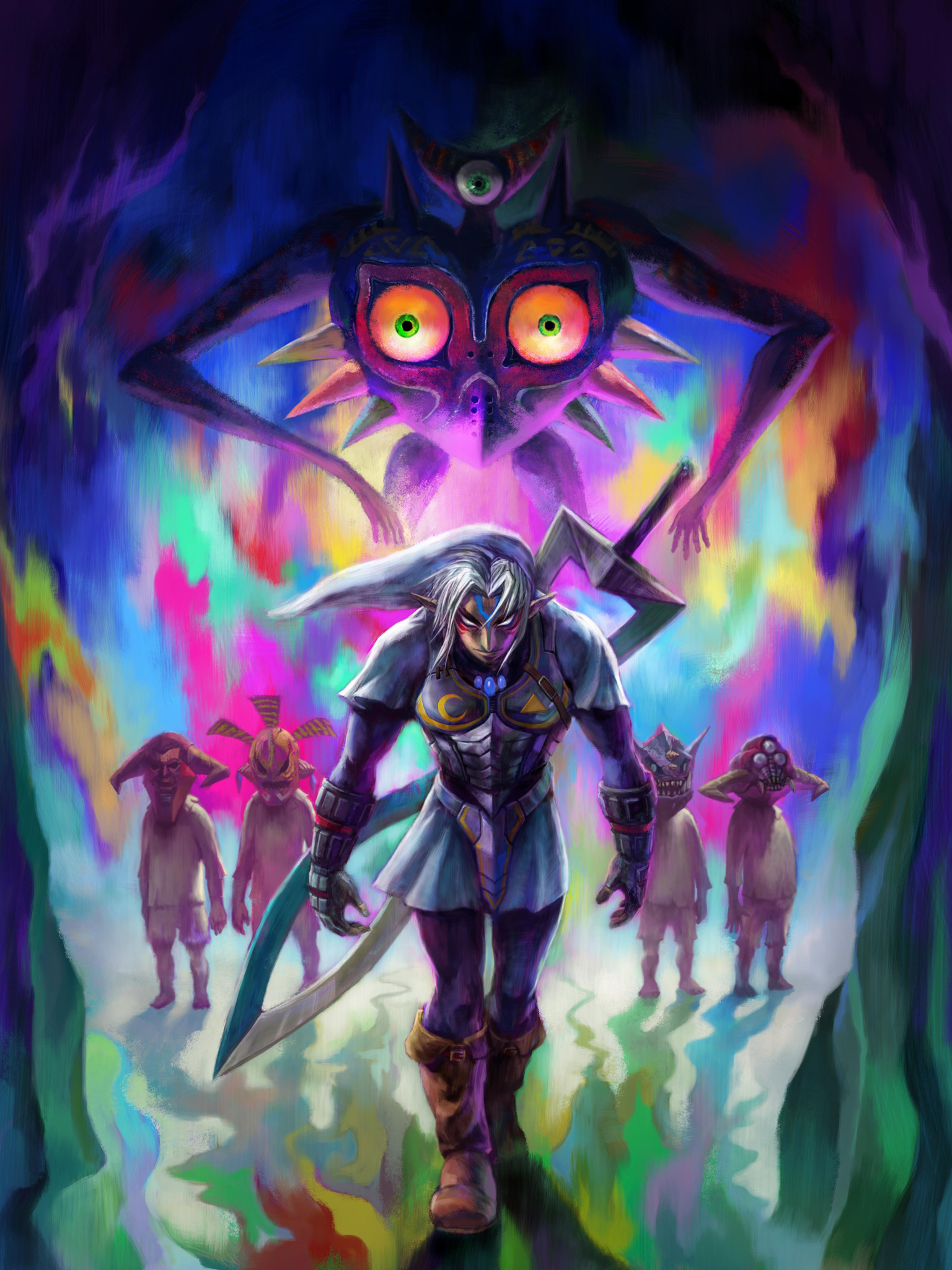 Majora S Mask Tablet Wallpaper Fierce Deity Link 
 - Legend Of Zelda Majora's Mask - HD Wallpaper 