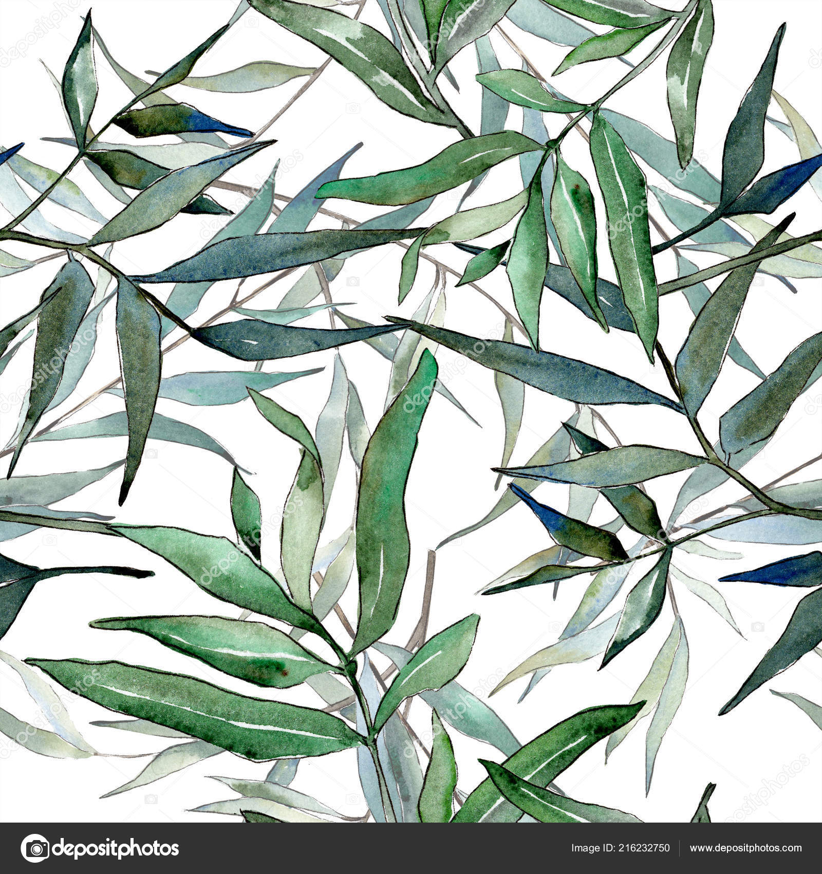 Watercolor Green Plant Backgrounds - HD Wallpaper 