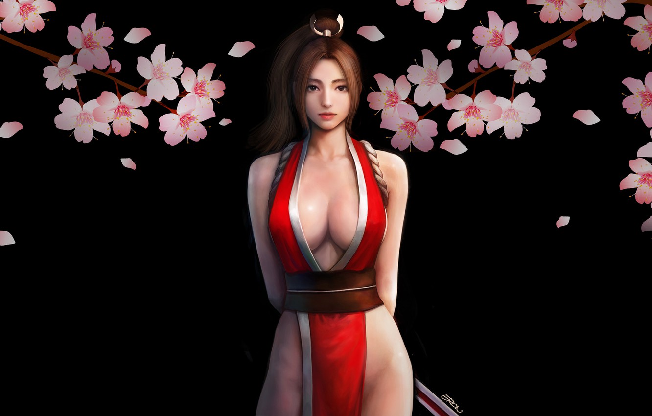 Photo Wallpaper Girl, Minimalism, Sakura, Art, Mai - Mai Shiranui Wallpaper Hd - HD Wallpaper 