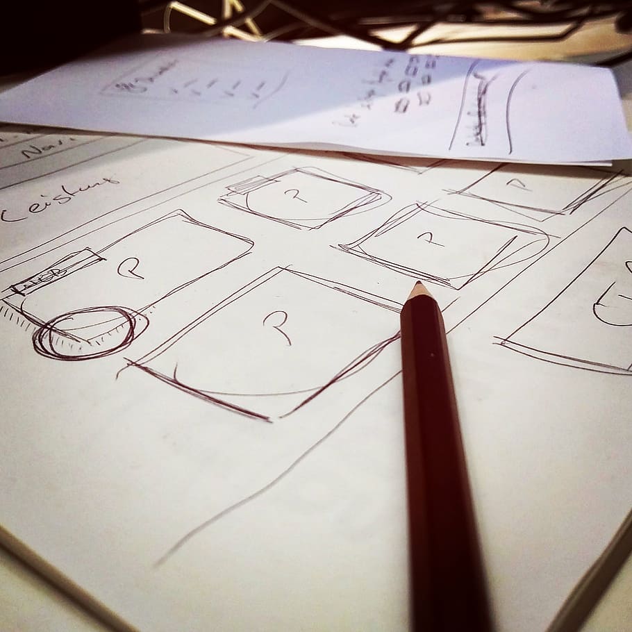 Close Shot Of Maroon Pencil On White Paper, Leaf, Scribble, - Mockup Scribble - HD Wallpaper 