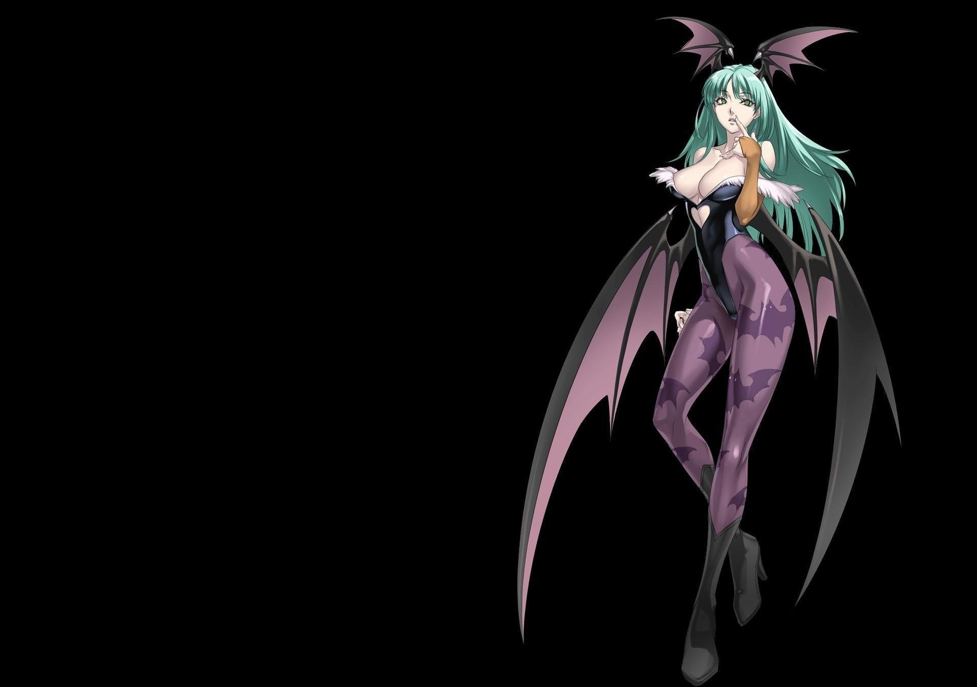 Darkstalkers Women Wings Succubus Long Hair Eyepatch - Morrigan Aensland - HD Wallpaper 