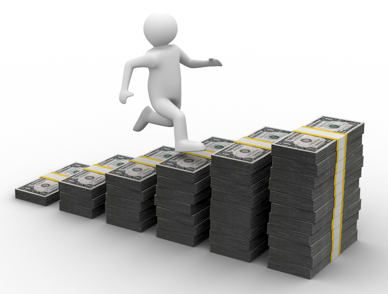 Image Of Cartoon Person Climbing A Stack Of Money - 800x607 Wallpaper -  