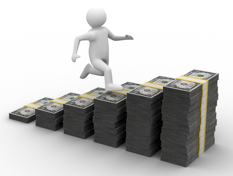 Image Of Cartoon Person Climbing A Stack Of Money - HD Wallpaper 