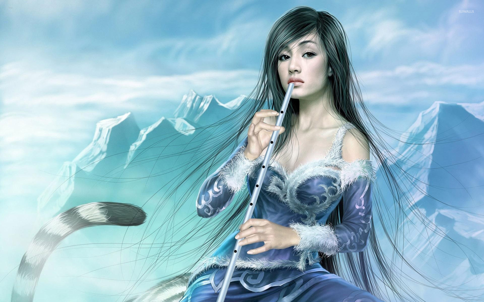 Girl With Flute - HD Wallpaper 
