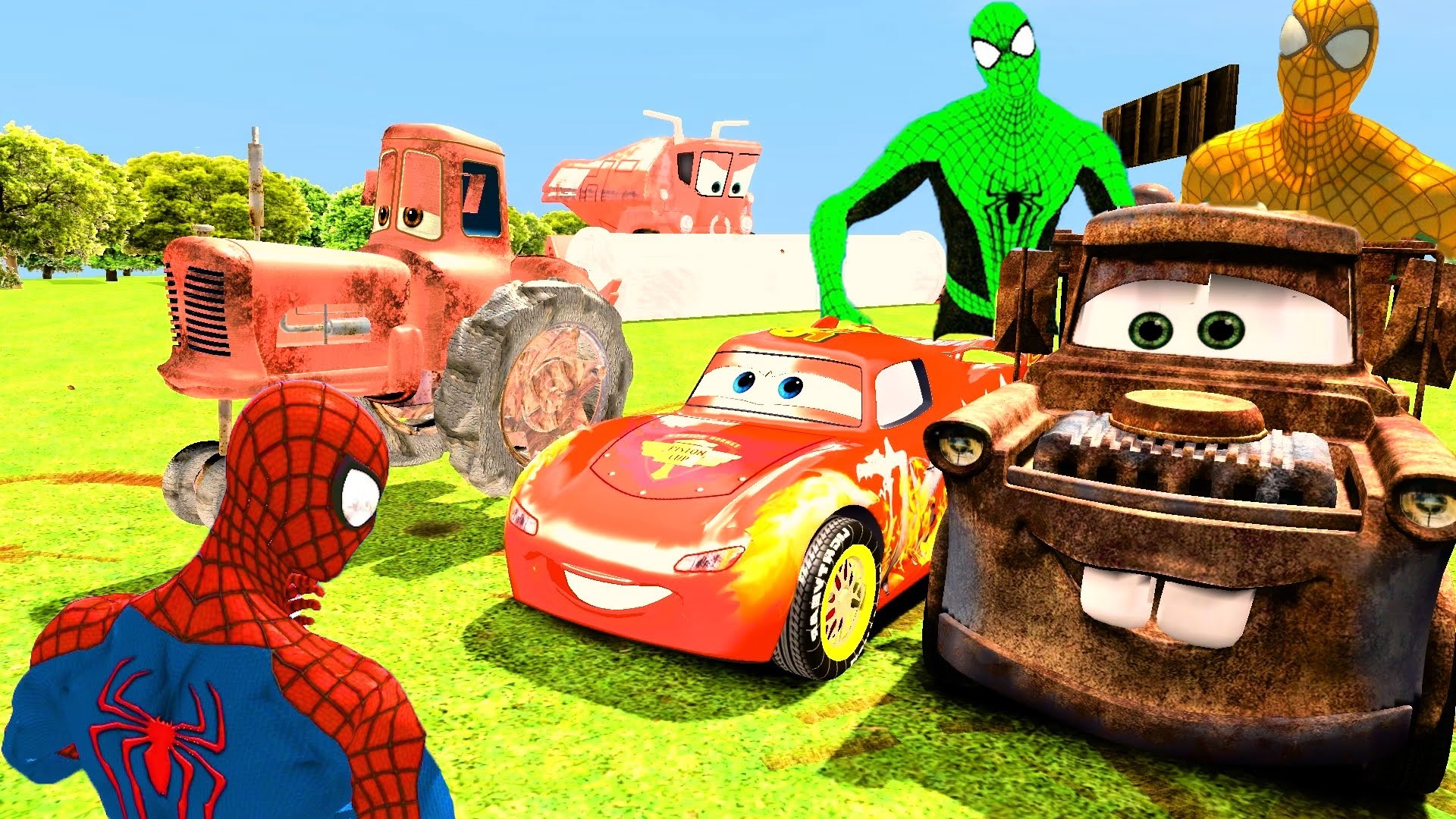 Disney Cars Frank Lightning Mcqueen Tow Mater Tractor - Spider-man - HD Wallpaper 